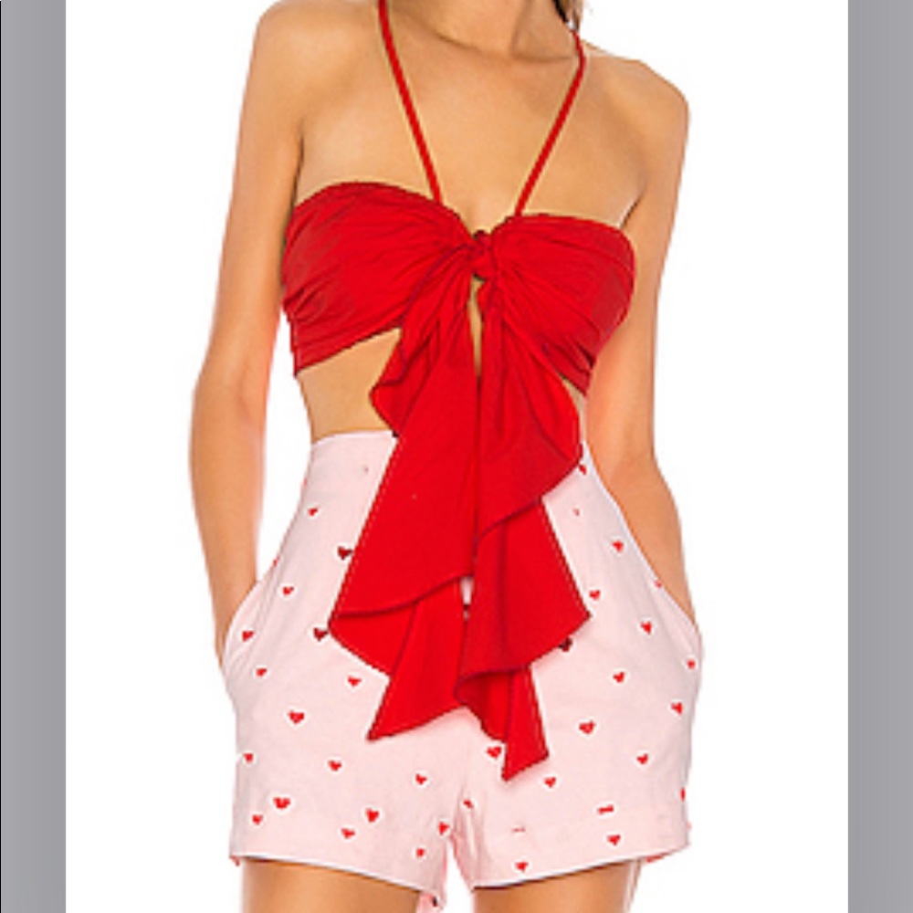 Camila Coelho Piper Embroidered Hearts Shorts